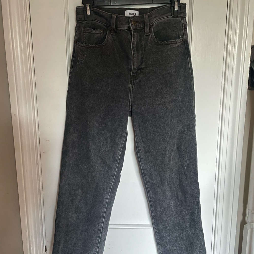 Pistola Cassie High-Rise Straight Jeans (charcoal distressed) Size 27/US Size 4